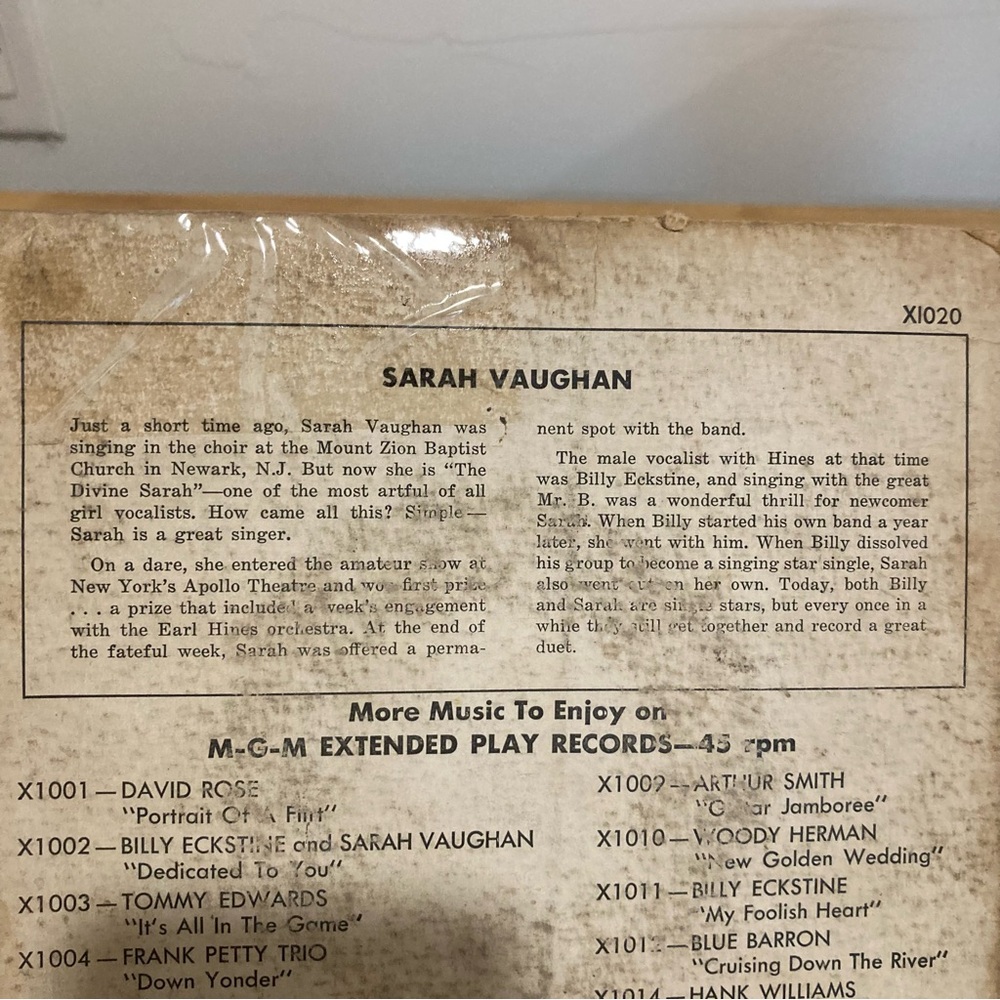 Vintage 1950s Jazz Sarah Vaughan MGM The Man I Love US 7" EP - Picture 12 of 16